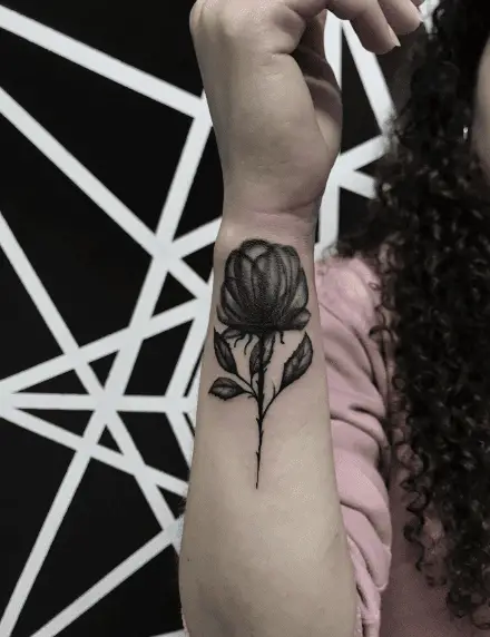 Translucent Black Rose Tattoo