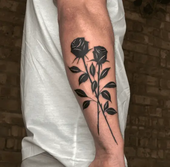 Black and White Double Black Roses Tattoo