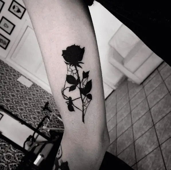 Black Rose Cobweb Tattoo