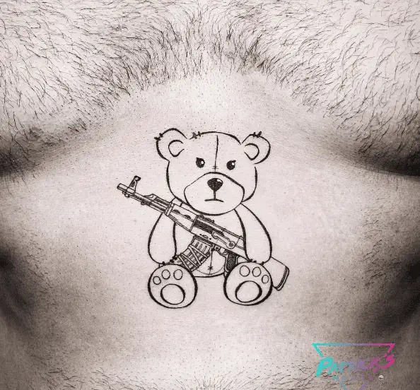 Teddy with Gun Tattoo
