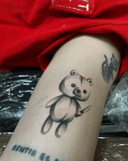 Teddy with Knife Tattoo