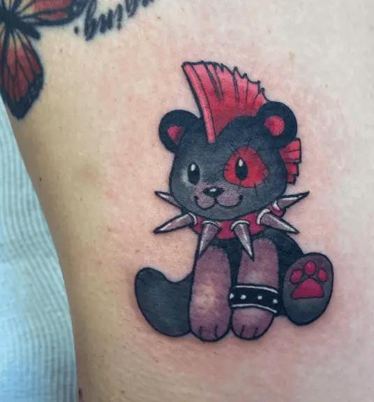 Punk Themed Black Teddy Tattoo