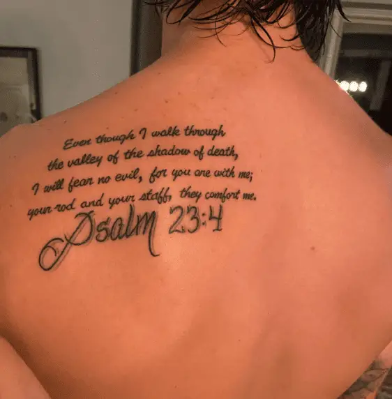 Psalm 23:4 Bible Verse Back Tattoo