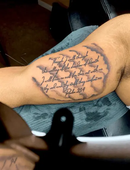 Psalm 23:4 Bible Verse Inner Arm Tattoo