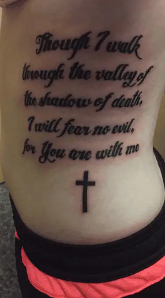 PSALM 23:4 Bible Verse with Cross Tattoo