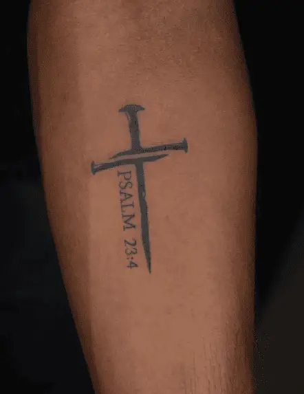 PSALM 23:4 and Black Split Cross Tattoo