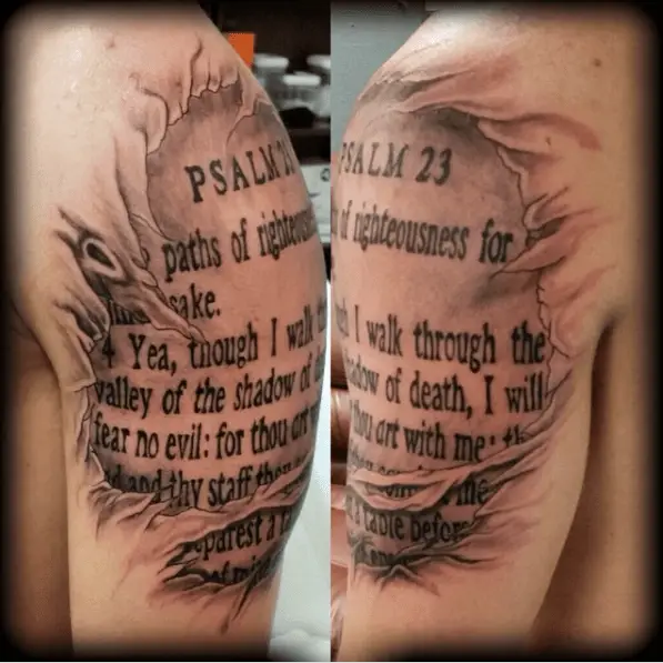 PSALM 23 Bible Verse Arm Tattoo