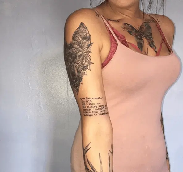 Pain Related Poem Arm Tattoo