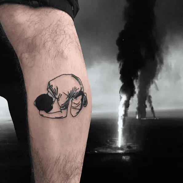 Suffering Graphical Representation Leg Tattoo