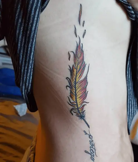 Colorful Shredding Feather Tattoo