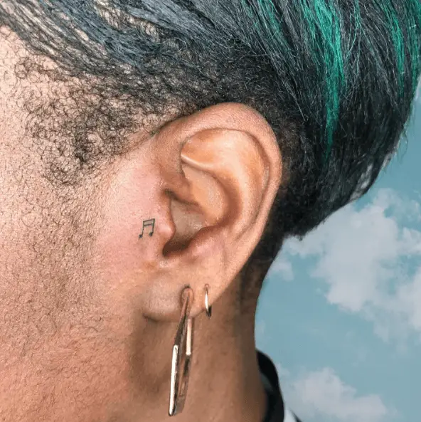 Tiny Music Note Ear Tattoo