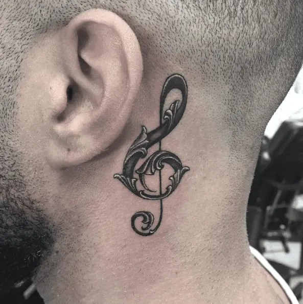 Floral Music Note Tattoo