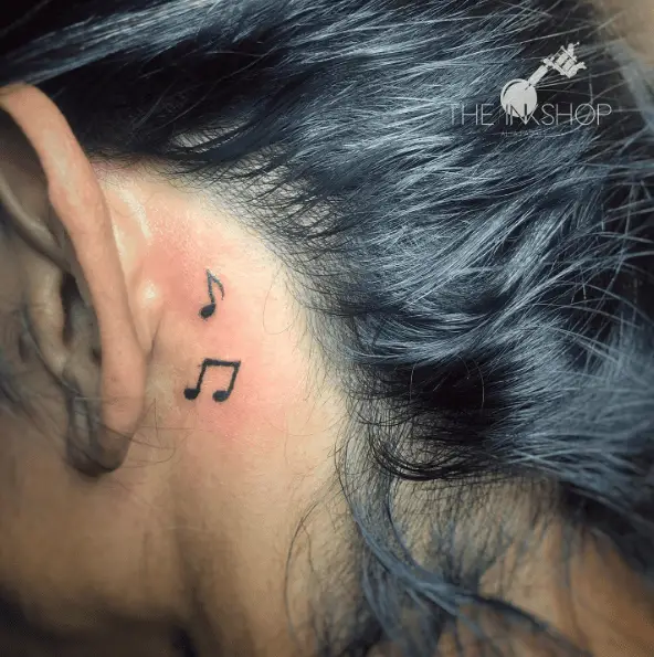 Double Music Note Ear Tattoo