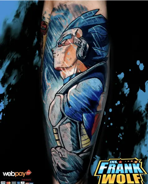 Colored Vegeta Standing in Side View Arm Tattoo