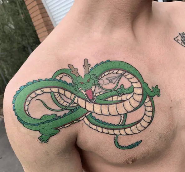 Colored Shenron Chest Tattoo