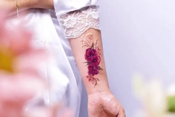 Purple Floral Wrist Coverup Tattoo
