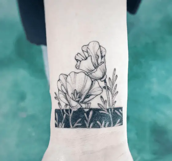 California Poppies Wrist Coverup Tattoo