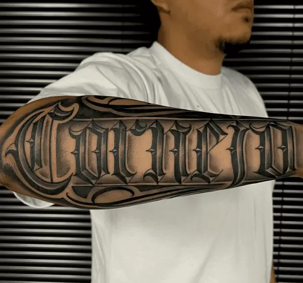 Cornejo Beveled Lettering Tattoo