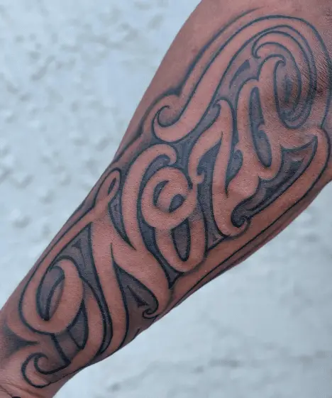 “Noza” Last Name Forearm Tattoo Piece