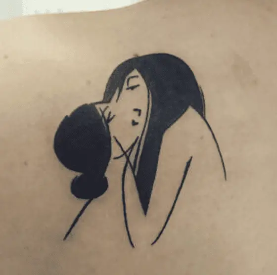 Black Ink Lesbian Kiss Tattoo