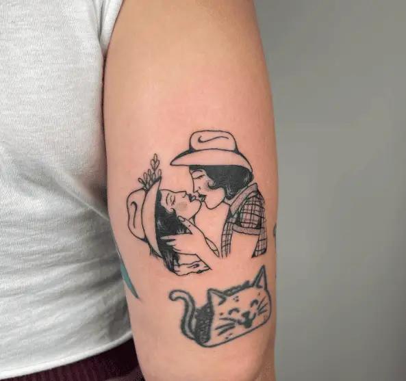 Two Women Kissing Arm Tattoo