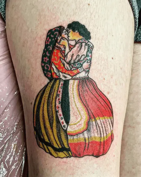 Cultural Style Sapphic Women Colored Tattoo