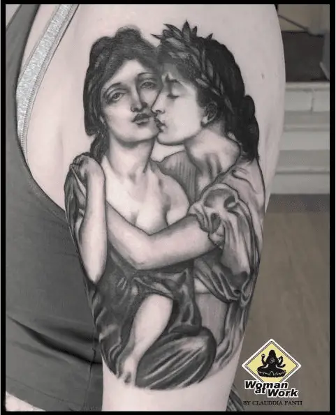 Sketch Style Sappho and Erinna Tattoo