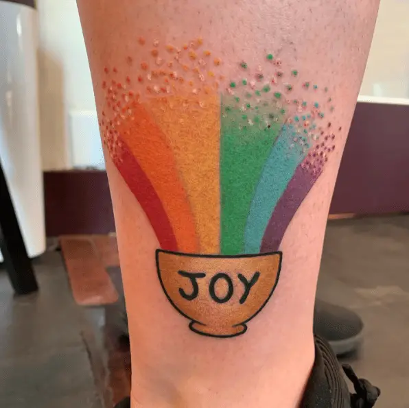 Rainbow Colors Overflowing with Joy Tattoo Piece