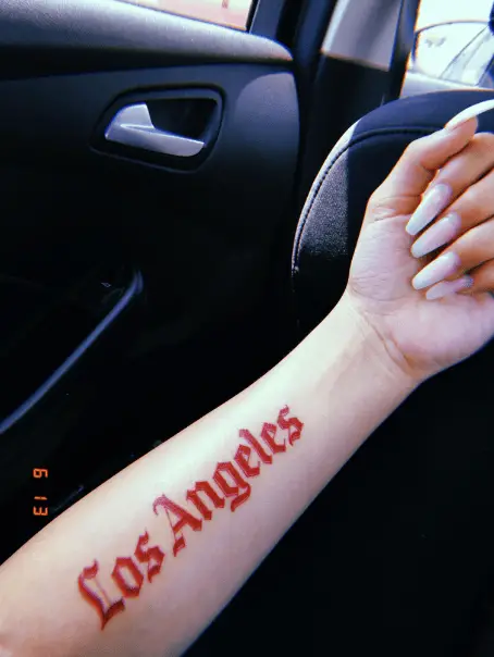 Red Ink Los Angeles Forearm Tattoo