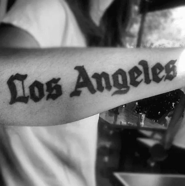 Black Ink Los Angeles Lettering Tattoo