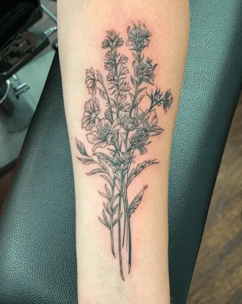 Greyscale Bunch of Blazing Star Wilddflower Tattoo