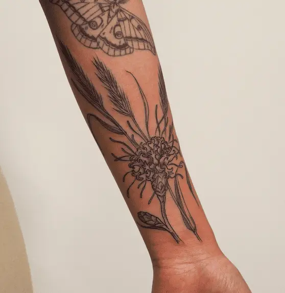 Blazing Star with Other Flowers Forearm Tattoo