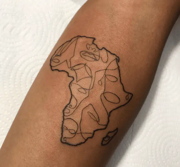 Black Line African Map Tattoo