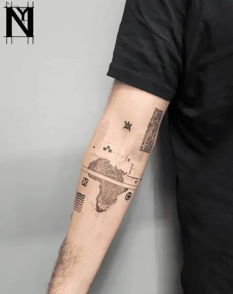 African Map Graphical Representation Tattoo