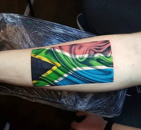 Realistic African Flag Forearm Tattoo