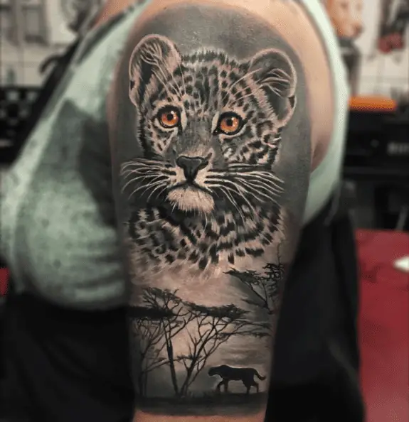 Leopard Cub African Savannah Tattoo