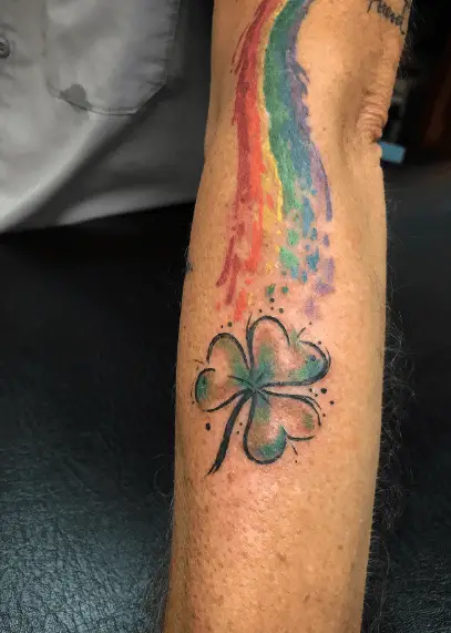 Artistic Shamrock with Watercolor Splash Tattoo