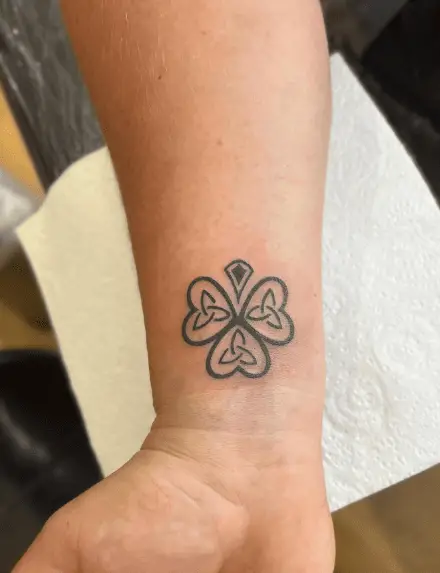 Celtic Knot Shamrocks Wrist Tattoo