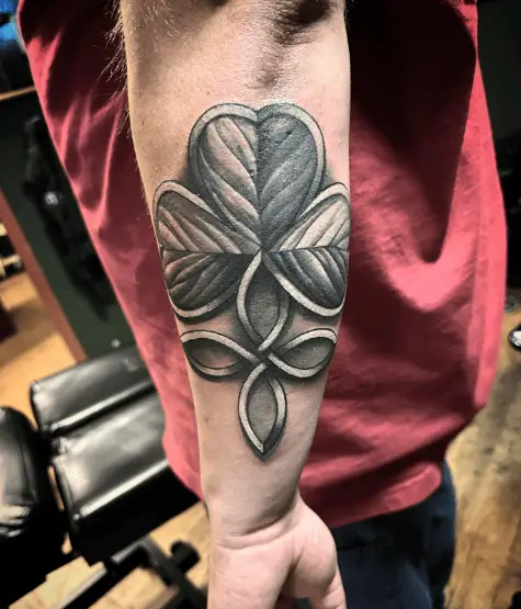 Grey Colored Celtic Knot Shamrock Tattoo