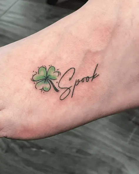 Shamrock with Spook Text Tattoo