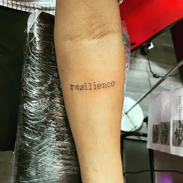 Resilence Lowercase Text Tattoo