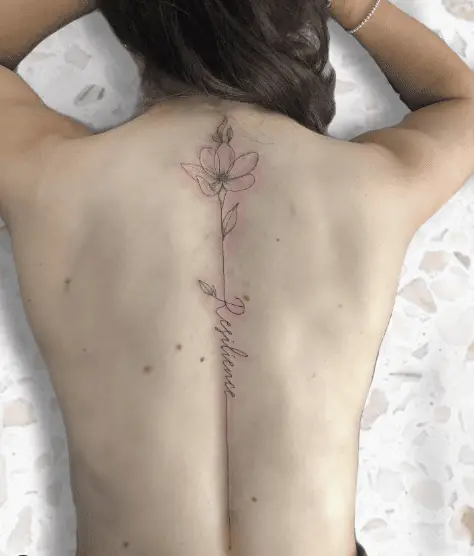 Floral Resilience Spinal Tattoo Piece