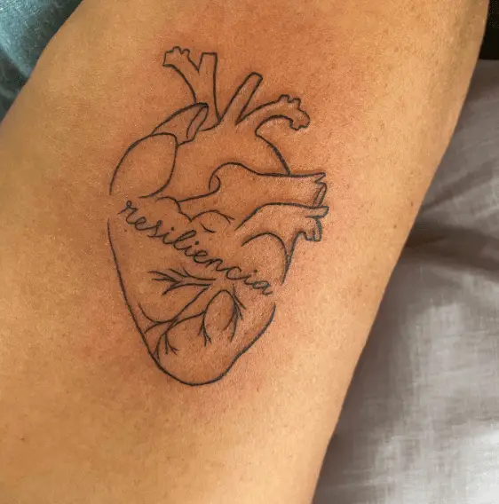 Organ Heart with Resilience Text Tattoo