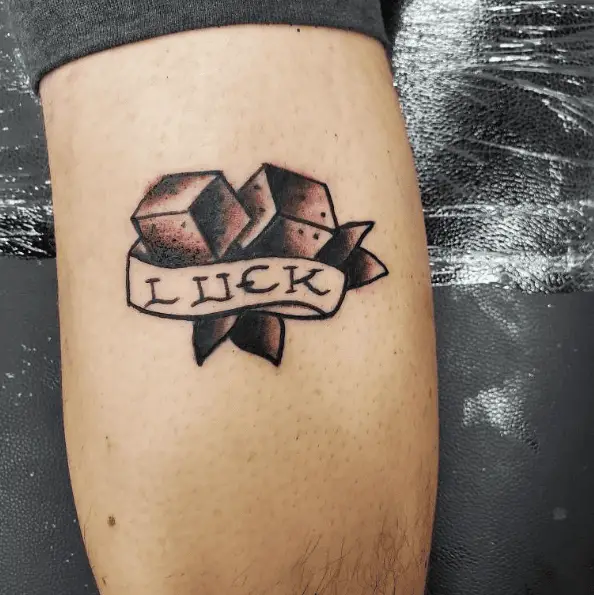 Double Dice with Luck Ribbon Tattoo