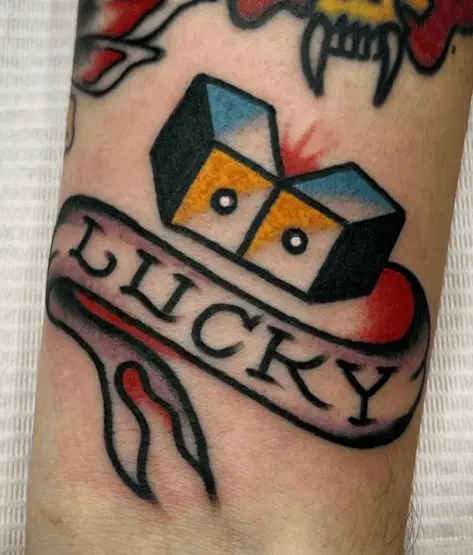 Colored Double Lucky Dice Tattoo