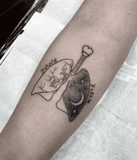 Lungs with Inhale and Exhale Tattoo