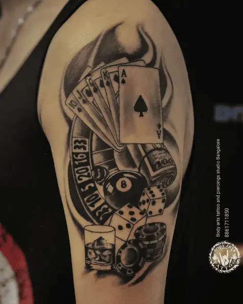 Gambling Theme Arm Tattoo