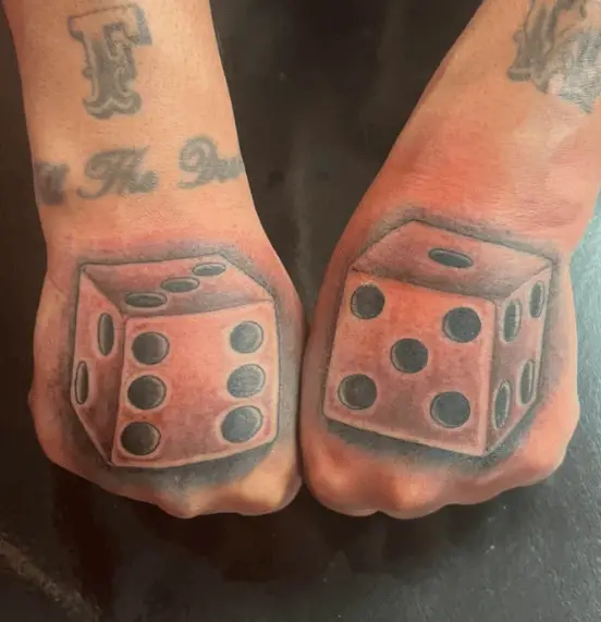 A Pair of Dice Hand Tattoo