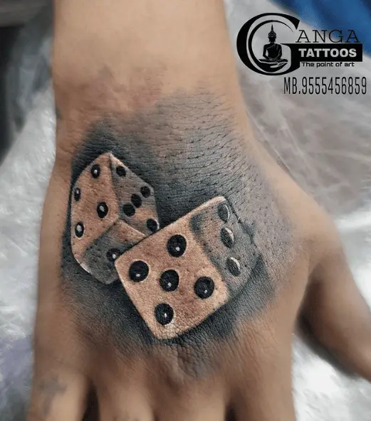 Black and White Dice Hand Tattoo