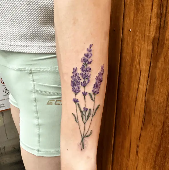 Watercolour Lavender Forearm Tattoo